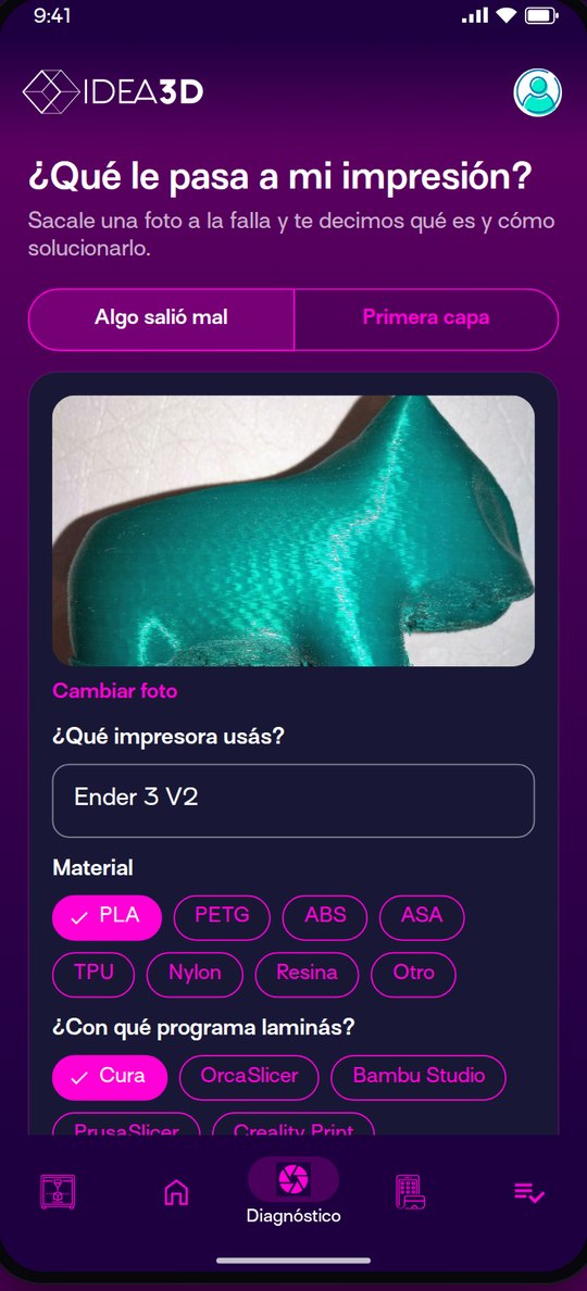 Selección de impresora, material y laminador antes del diagnóstico